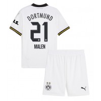 Camisa de Futebol Borussia Dortmund Donyell Malen #21 Equipamento Alternativo Infantil 2024-25 Manga Curta (+ Calças curtas)